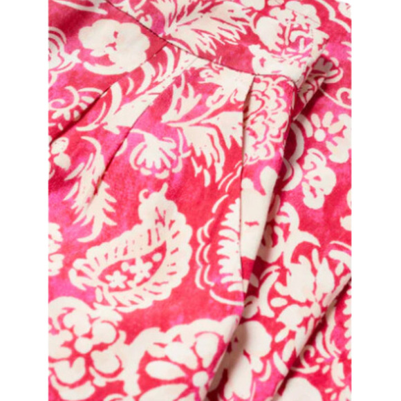 Mango Pink Floral Print Culotte Wide Leg Cropped Bottoms Pants XXL - Picture 3 of 4